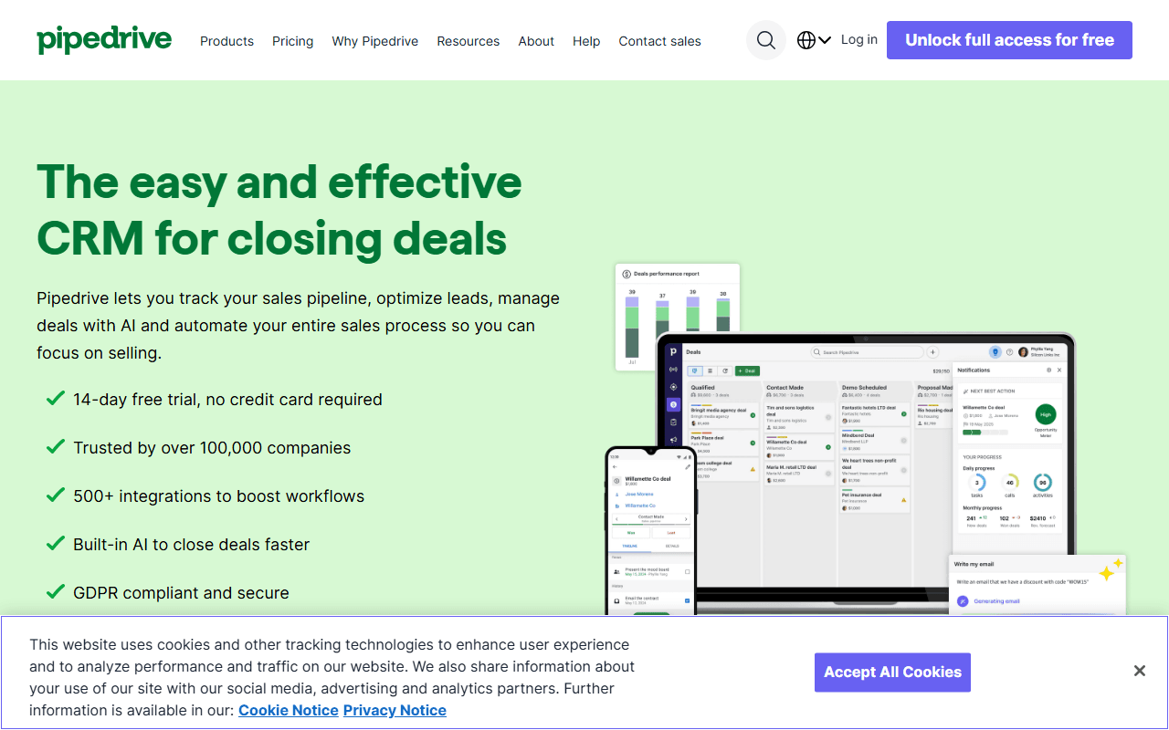 Interface de Pipedrive — Le CRM qui parle la langue des commerciaux : pipeline, deals, relances
